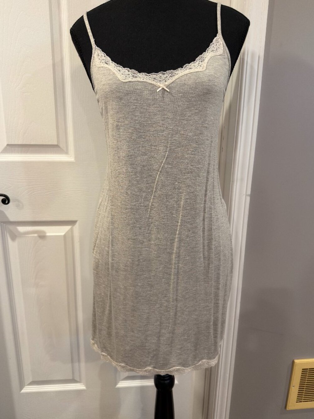 Blush Lingerie Whisper Bamboo Slip Nightgown Dress Grey M